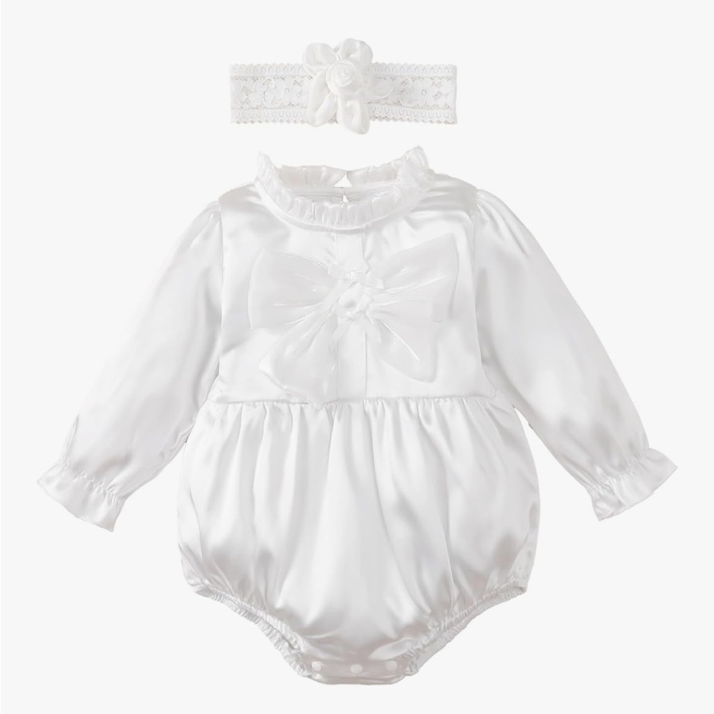 Baby Girl Baptism Romper Christening Gown Bodysuit 3-6 Months